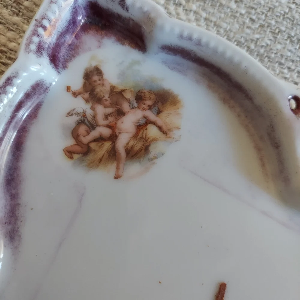 VICTORIA CARLSBAD OF AUSTRIA PORCELAIN PLATTER TRAY CHERUBIM EARLY 20TH CENTURY